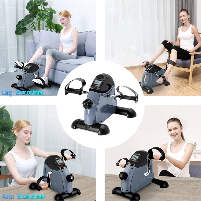 HIMALY Mini Exercise Bike, Under Desk Bike Pedal Exerciser Portable Foot Cycle Arm & Leg Peddler Machine with LCD Screen Displays - Image 3